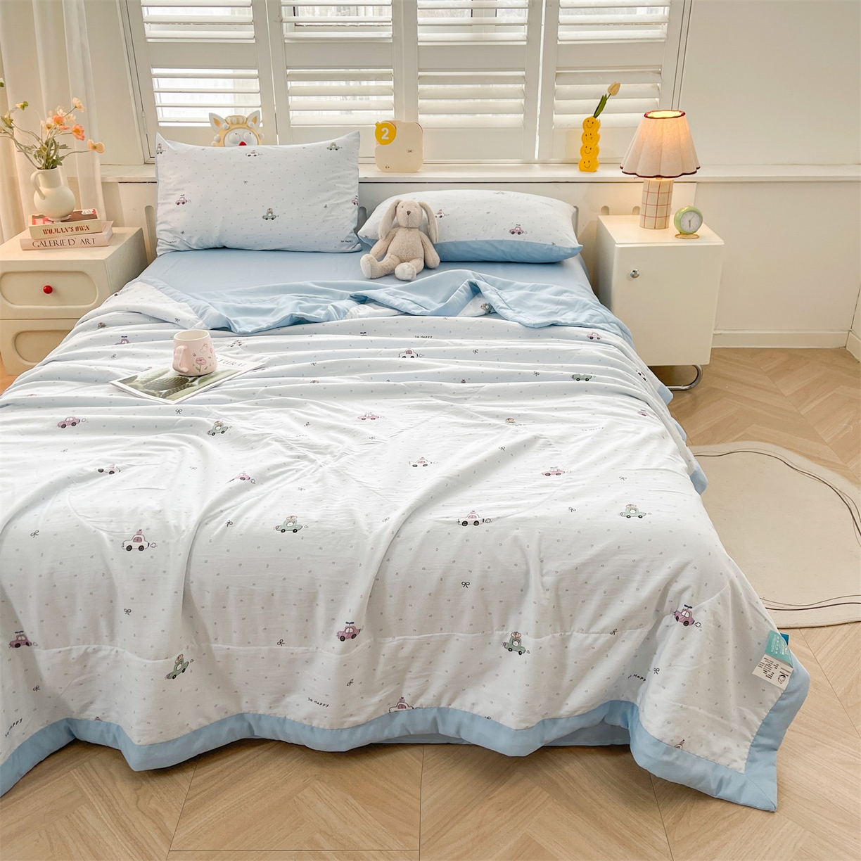 91家纺网 家纺一手货源 找家纺 梵蒂莎 【地板价】2026新品水洗棉新疆棉花夏被印花夏被格子小清新空调被被子被芯（需要买家秀，加微信） 旅途汽车