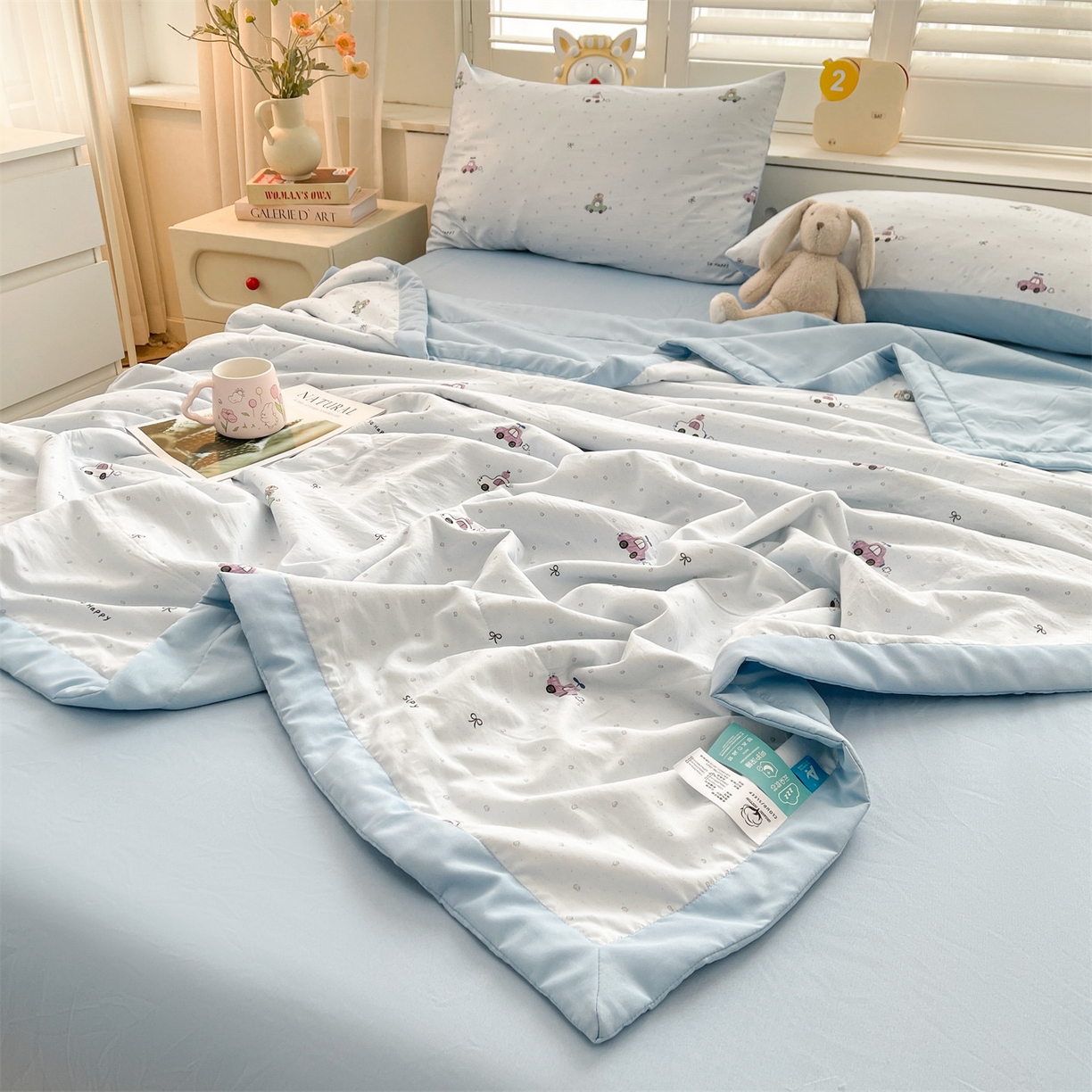 91家纺网 家纺一手货源 找家纺 梵蒂莎 【地板价】2026新品水洗棉新疆棉花夏被印花夏被格子小清新空调被被子被芯（需要买家秀，加微信） 旅途汽车