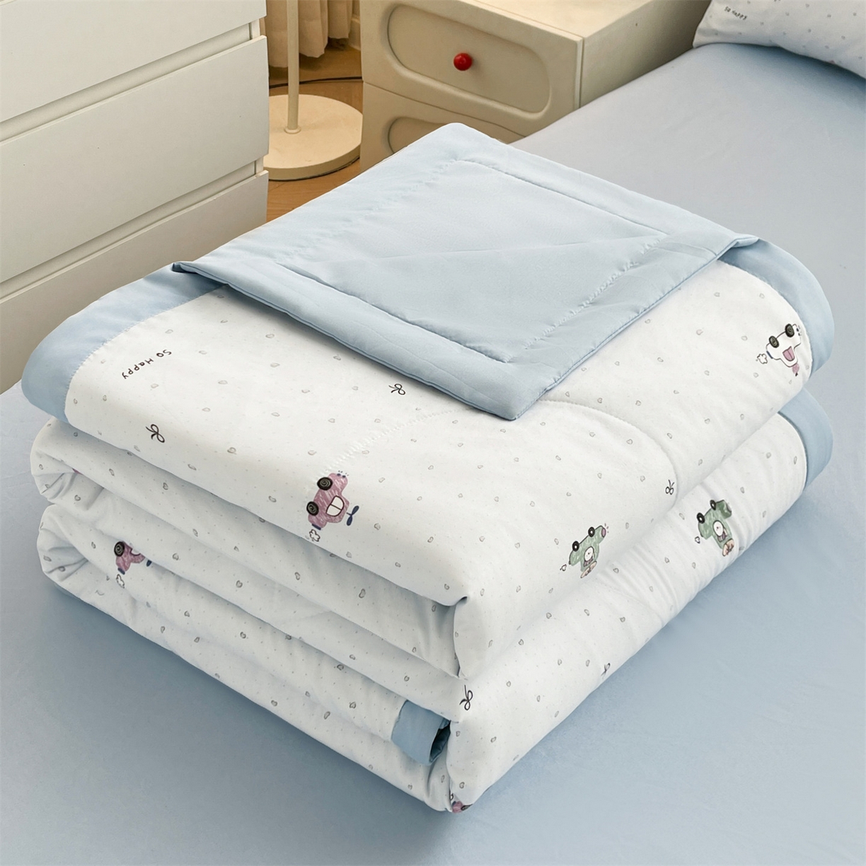 91家纺网 家纺一手货源 找家纺 梵蒂莎 【地板价】2026新品水洗棉新疆棉花夏被印花夏被格子小清新空调被被子被芯（需要买家秀，加微信） 旅途汽车