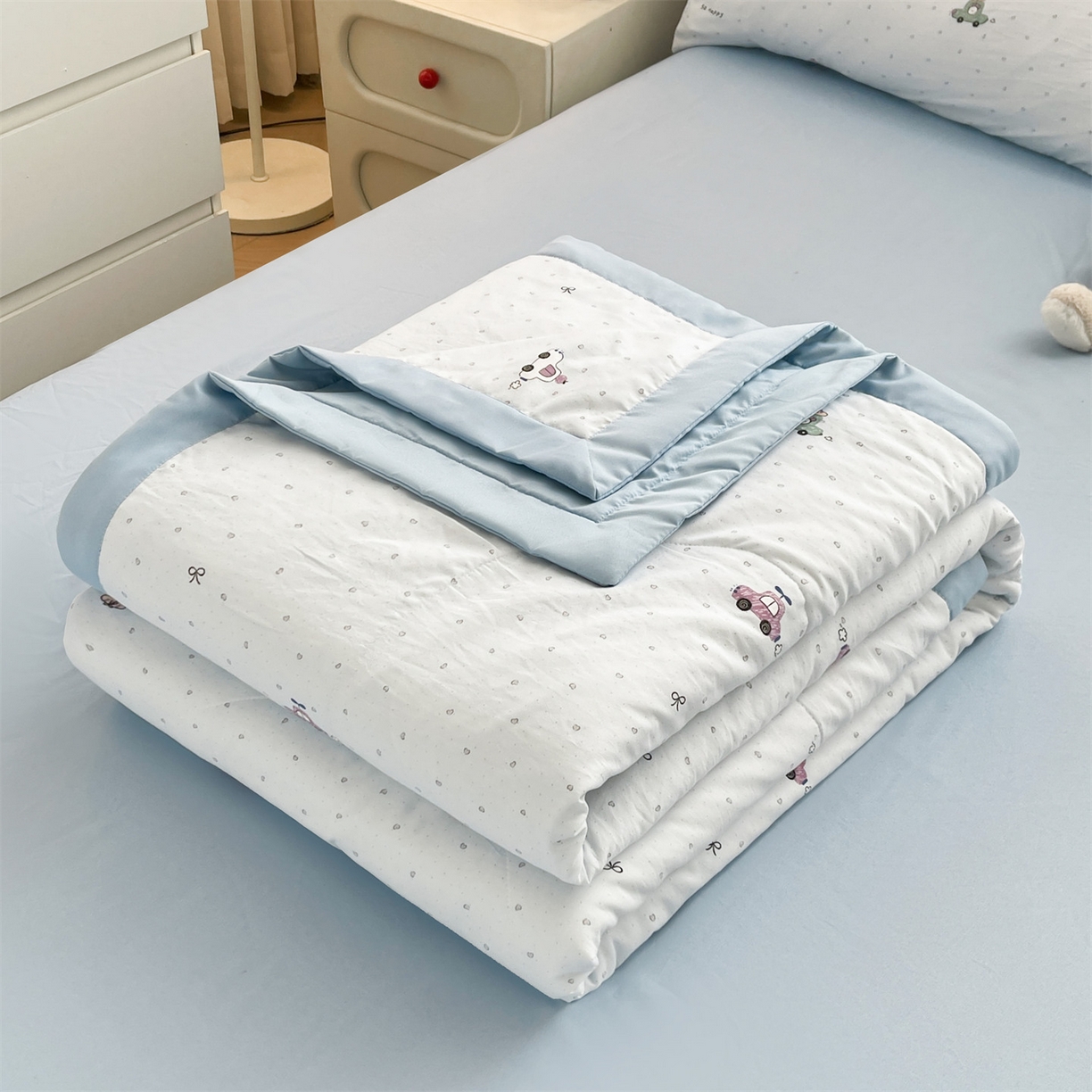 91家纺网 家纺一手货源 找家纺 梵蒂莎 【地板价】2026新品水洗棉新疆棉花夏被印花夏被格子小清新空调被被子被芯（需要买家秀，加微信） 旅途汽车