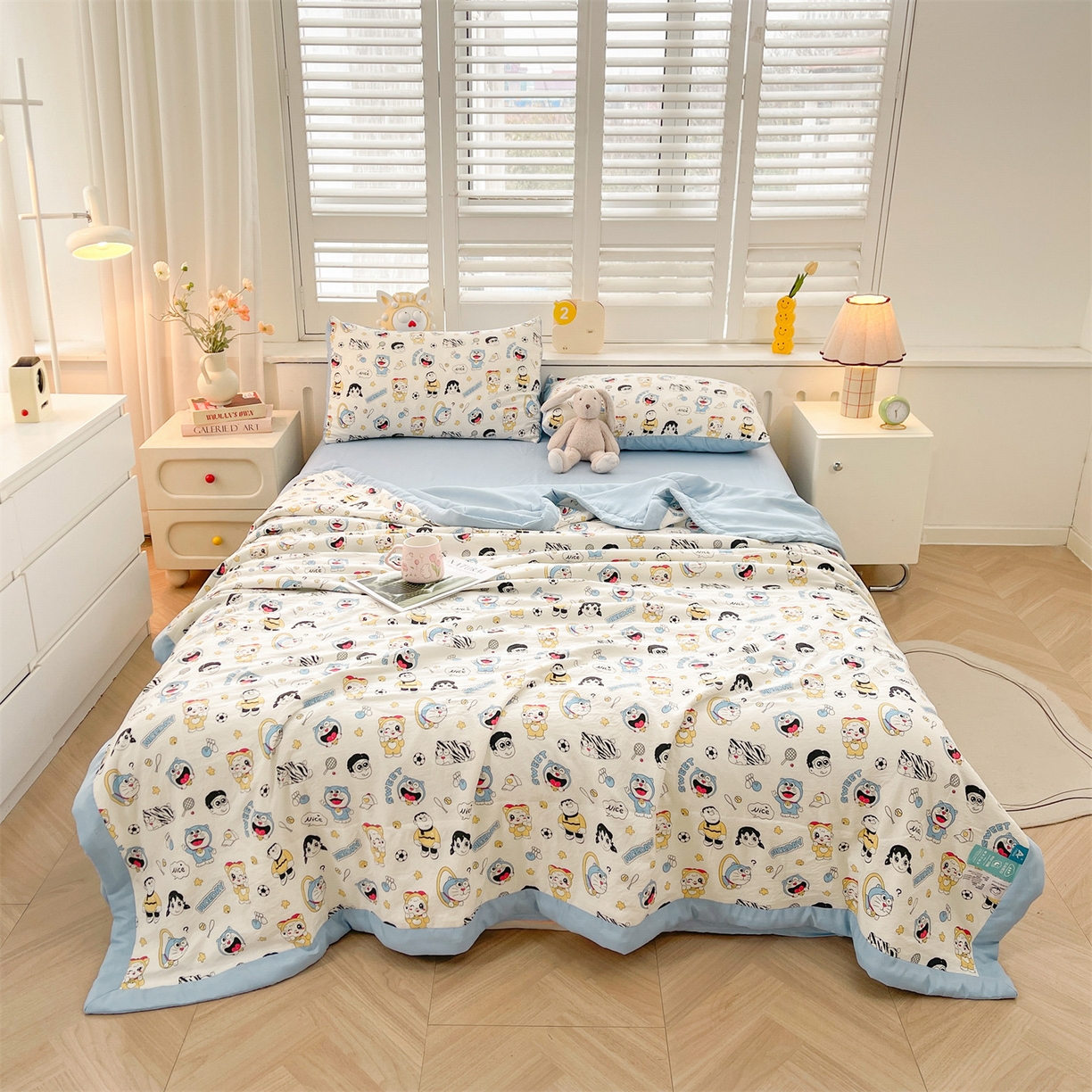 91家纺网 家纺一手货源 找家纺 梵蒂莎 【地板价】2026新品水洗棉新疆棉花夏被印花夏被格子小清新空调被被子被芯（需要买家秀，加微信） 萌萌小叮当