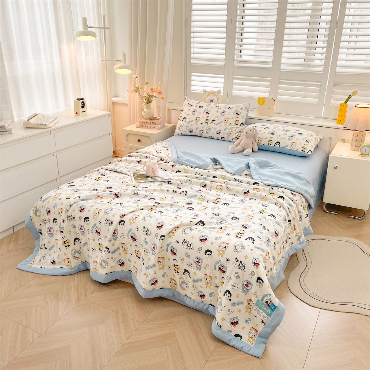 91家纺网 家纺一手货源 找家纺 梵蒂莎 【地板价】2026新品水洗棉新疆棉花夏被印花夏被格子小清新空调被被子被芯（需要买家秀，加微信） 萌萌小叮当