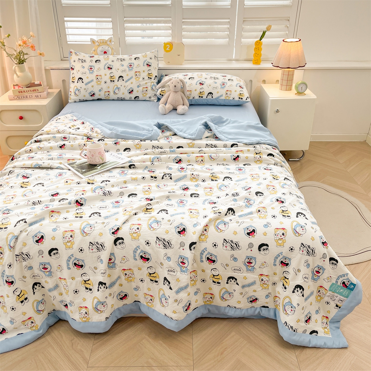 91家纺网 家纺一手货源 找家纺 梵蒂莎 【地板价】2026新品水洗棉新疆棉花夏被印花夏被格子小清新空调被被子被芯（需要买家秀，加微信） 萌萌小叮当