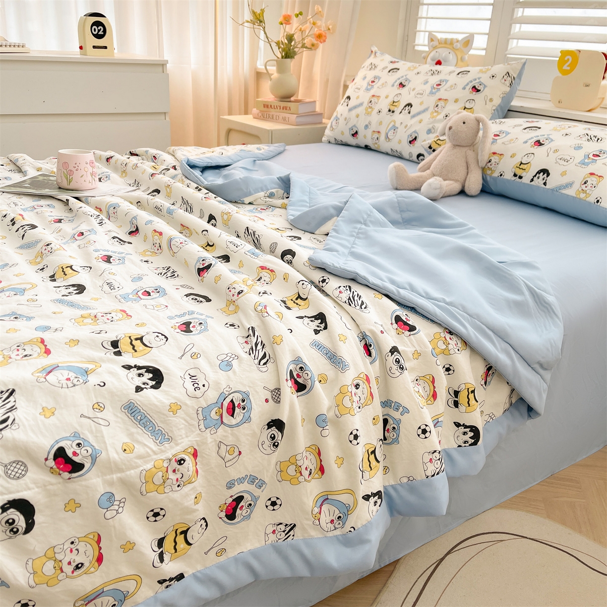 91家纺网 家纺一手货源 找家纺 梵蒂莎 【地板价】2026新品水洗棉新疆棉花夏被印花夏被格子小清新空调被被子被芯（需要买家秀，加微信） 萌萌小叮当