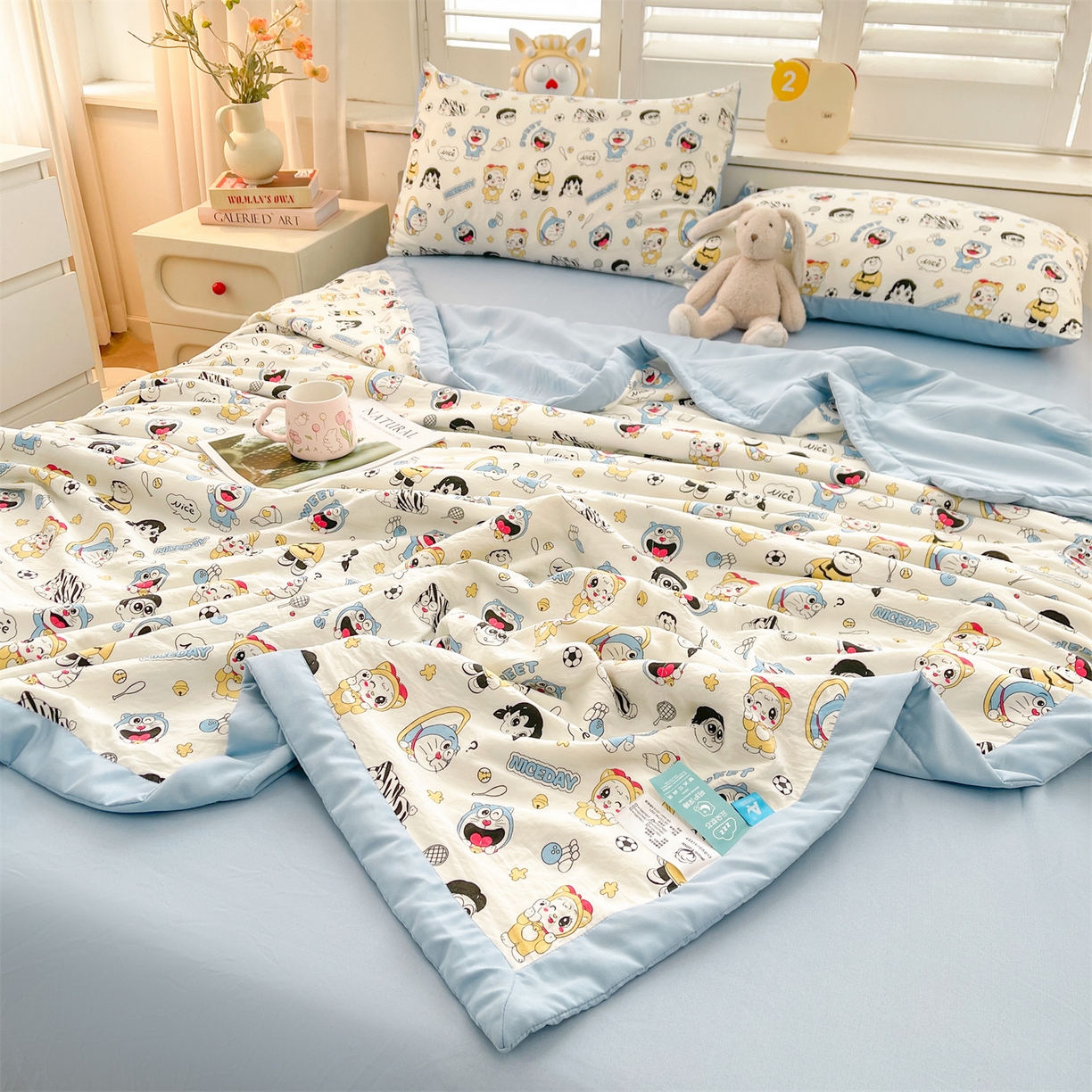 91家纺网 家纺一手货源 找家纺 梵蒂莎 【地板价】2026新品水洗棉新疆棉花夏被印花夏被格子小清新空调被被子被芯（需要买家秀，加微信） 萌萌小叮当