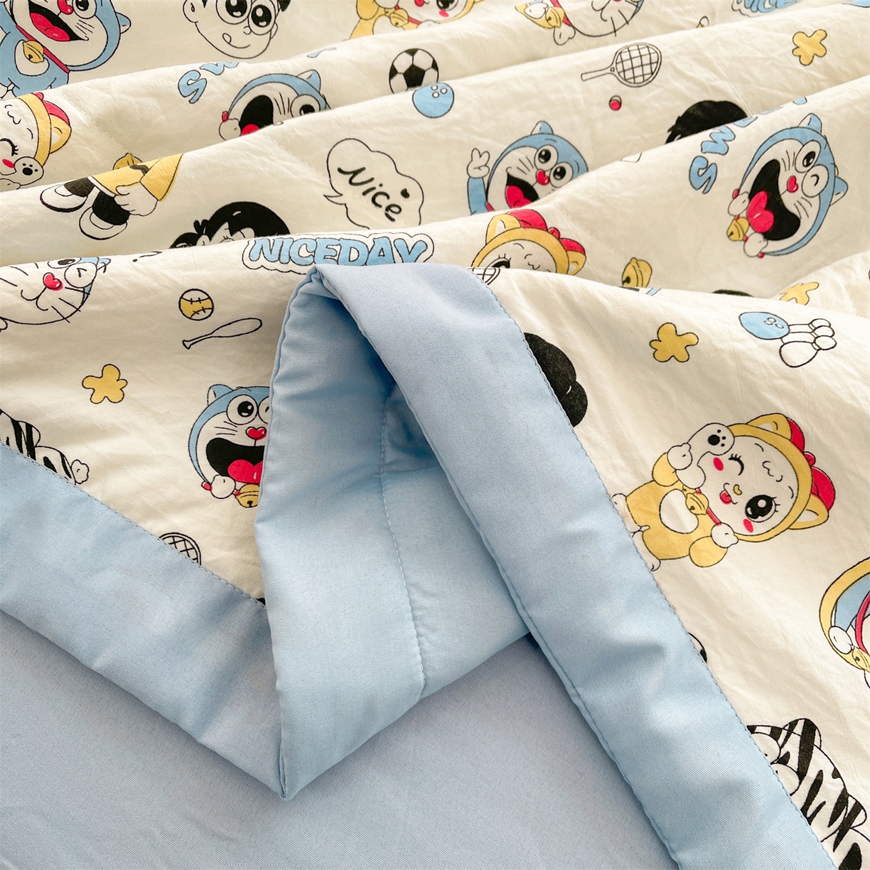 91家纺网 家纺一手货源 找家纺 梵蒂莎 【地板价】2026新品水洗棉新疆棉花夏被印花夏被格子小清新空调被被子被芯（需要买家秀，加微信） 萌萌小叮当