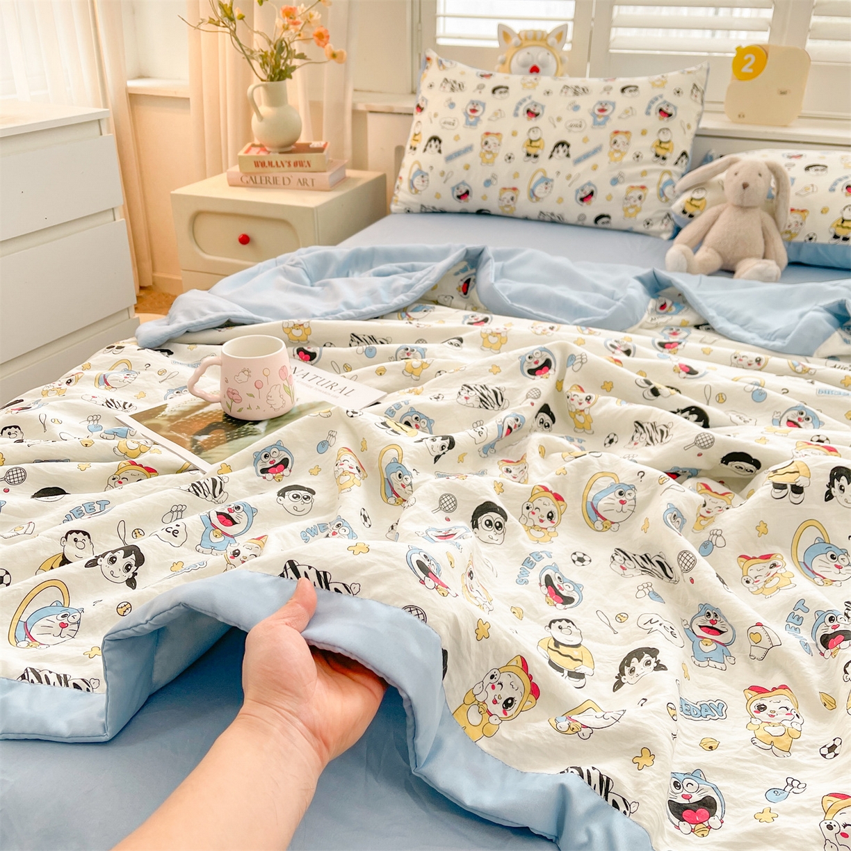 91家纺网 家纺一手货源 找家纺 梵蒂莎 【地板价】2026新品水洗棉新疆棉花夏被印花夏被格子小清新空调被被子被芯（需要买家秀，加微信） 萌萌小叮当