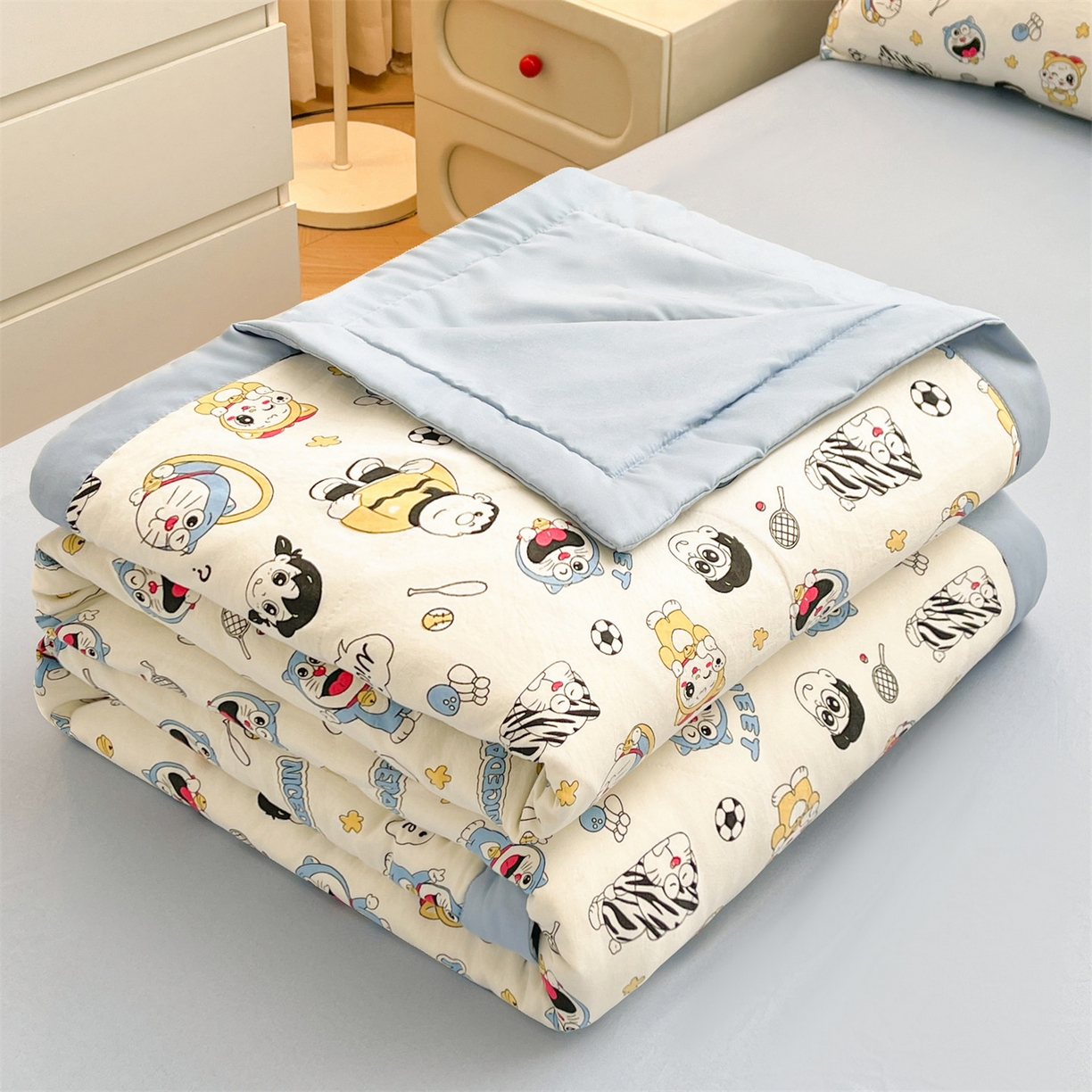 91家纺网 家纺一手货源 找家纺 梵蒂莎 【地板价】2026新品水洗棉新疆棉花夏被印花夏被格子小清新空调被被子被芯（需要买家秀，加微信） 萌萌小叮当