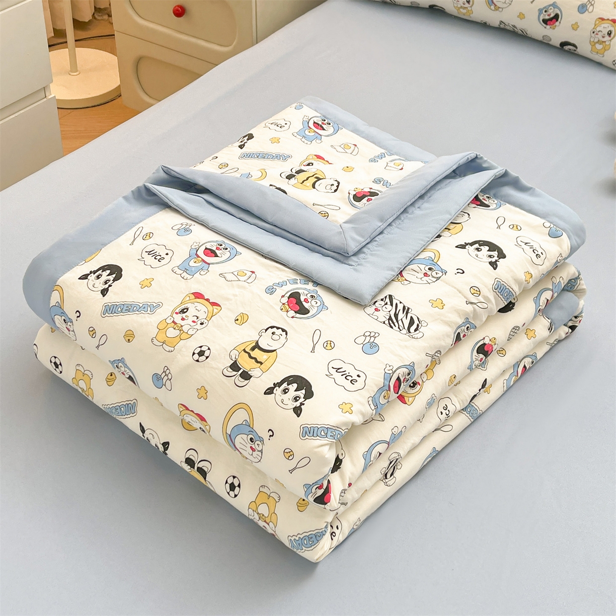 91家纺网 家纺一手货源 找家纺 梵蒂莎 【地板价】2026新品水洗棉新疆棉花夏被印花夏被格子小清新空调被被子被芯（需要买家秀，加微信） 萌萌小叮当