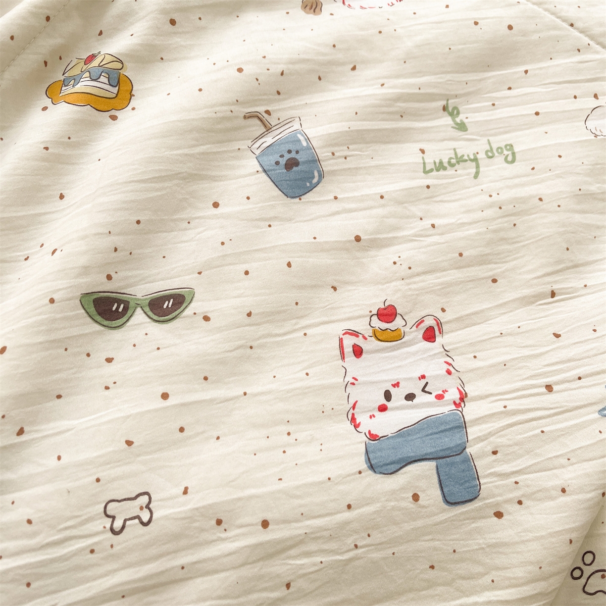 91家纺网 家纺一手货源 找家纺 梵蒂莎 【地板价】2026新品水洗棉新疆棉花夏被印花夏被格子小清新空调被被子被芯（需要买家秀，加微信） 萌趣小狗