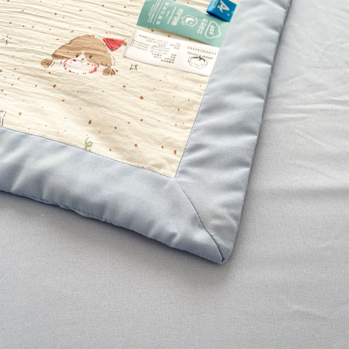 91家纺网 家纺一手货源 找家纺 梵蒂莎 【地板价】2026新品水洗棉新疆棉花夏被印花夏被格子小清新空调被被子被芯（需要买家秀，加微信） 萌趣小狗