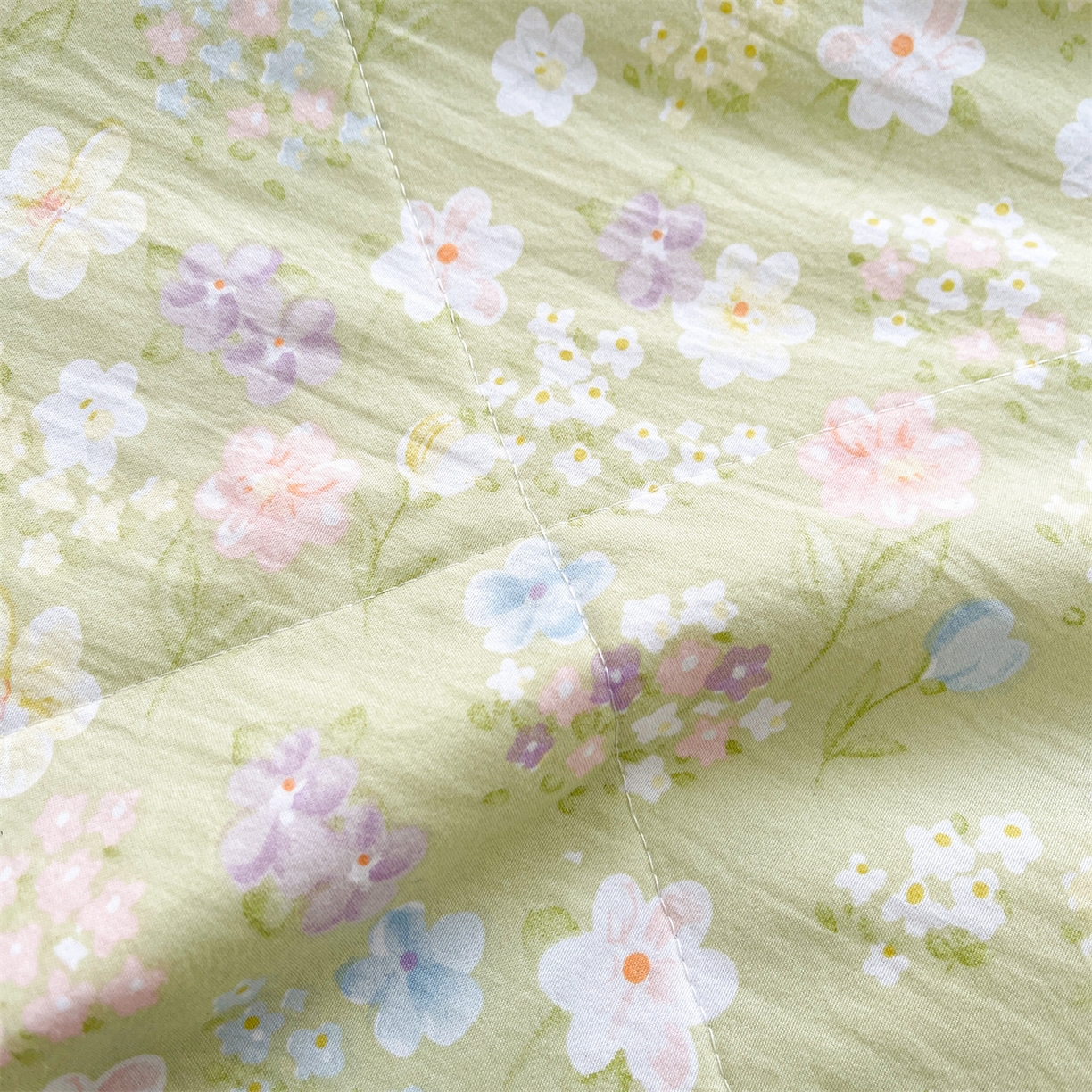 91家纺网 家纺一手货源 找家纺 梵蒂莎 【地板价】2026新品水洗棉新疆棉花夏被印花夏被格子小清新空调被被子被芯（需要买家秀，加微信） 木槿花