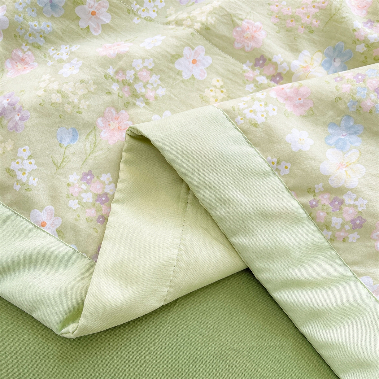 91家纺网 家纺一手货源 找家纺 梵蒂莎 【地板价】2026新品水洗棉新疆棉花夏被印花夏被格子小清新空调被被子被芯（需要买家秀，加微信） 木槿花