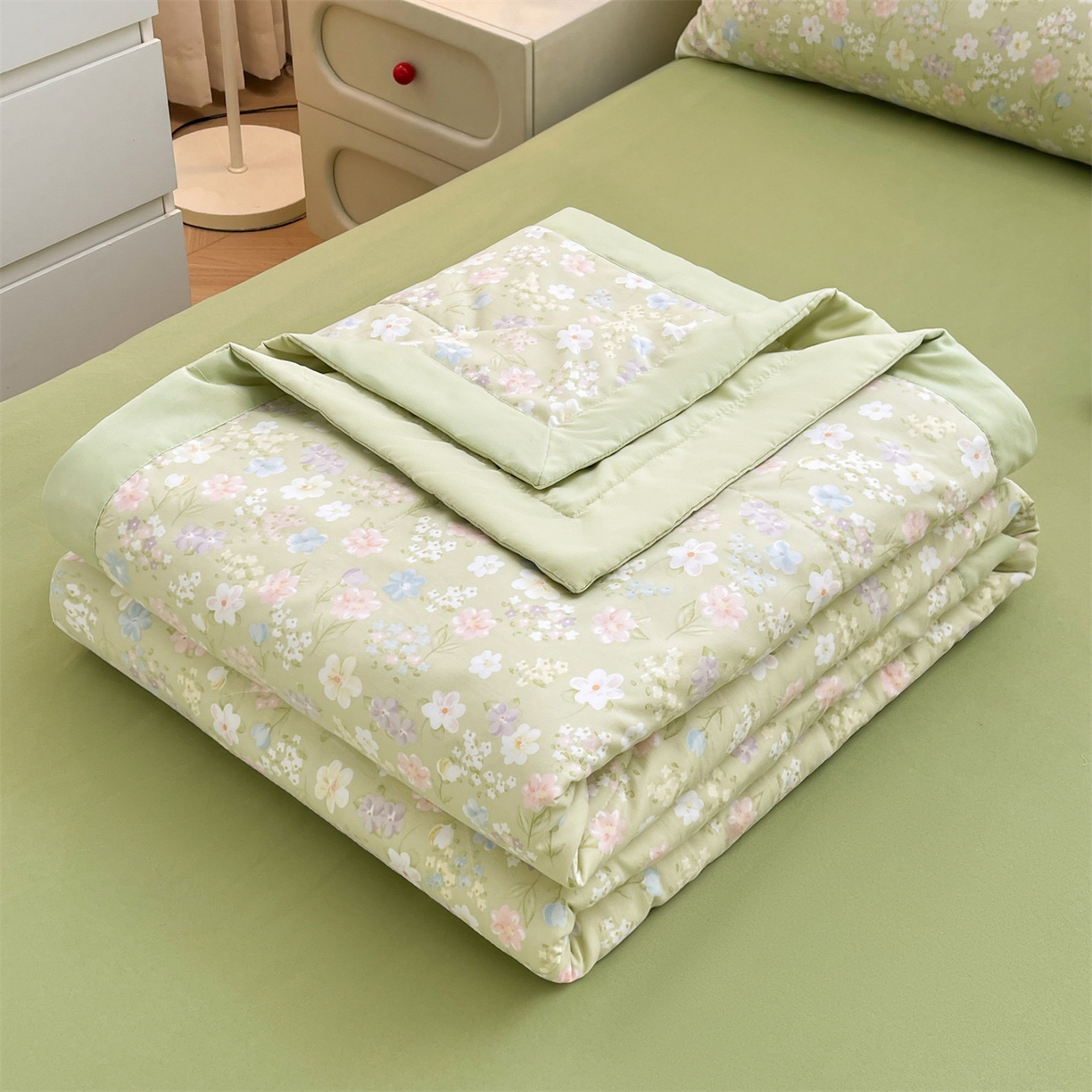 91家纺网 家纺一手货源 找家纺 梵蒂莎 【地板价】2026新品水洗棉新疆棉花夏被印花夏被格子小清新空调被被子被芯（需要买家秀，加微信） 木槿花