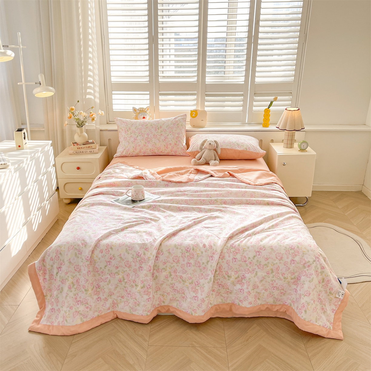 91家纺网 家纺一手货源 找家纺 梵蒂莎 【地板价】2026新品水洗棉新疆棉花夏被印花夏被格子小清新空调被被子被芯（需要买家秀，加微信） 欧若拉