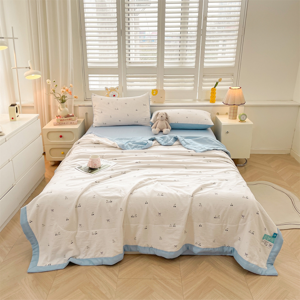 91家纺网 家纺一手货源 找家纺 梵蒂莎 【地板价】2026新品水洗棉新疆棉花夏被印花夏被格子小清新空调被被子被芯（需要买家秀，加微信） 小情调樱桃