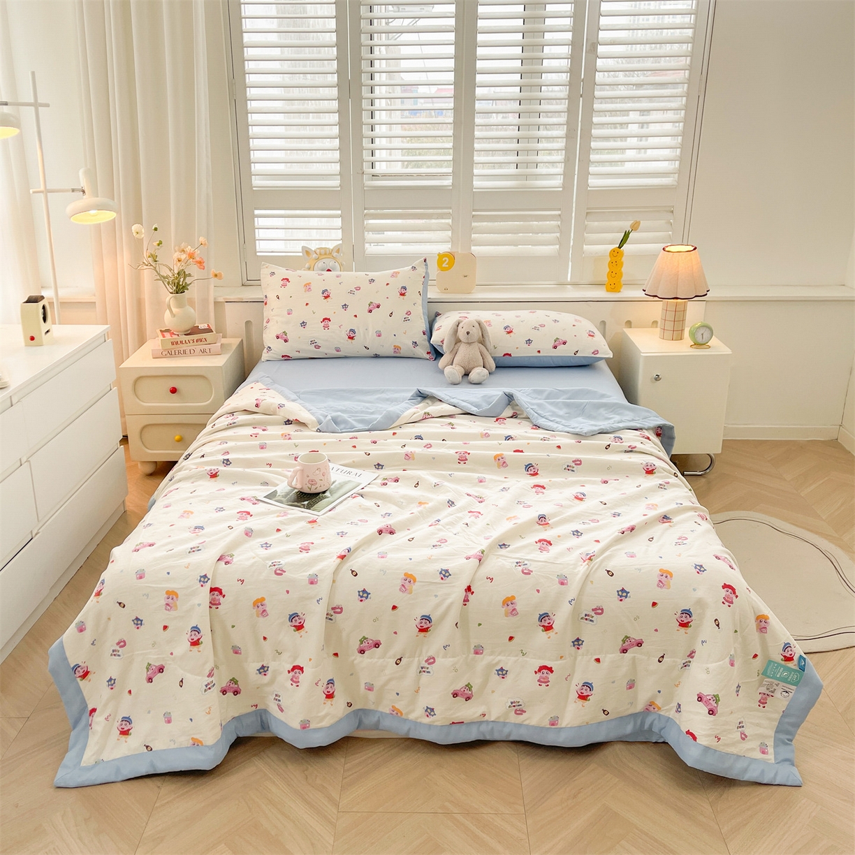 91家纺网 家纺一手货源 找家纺 梵蒂莎 【地板价】2026新品水洗棉新疆棉花夏被印花夏被格子小清新空调被被子被芯（需要买家秀，加微信） 小新控