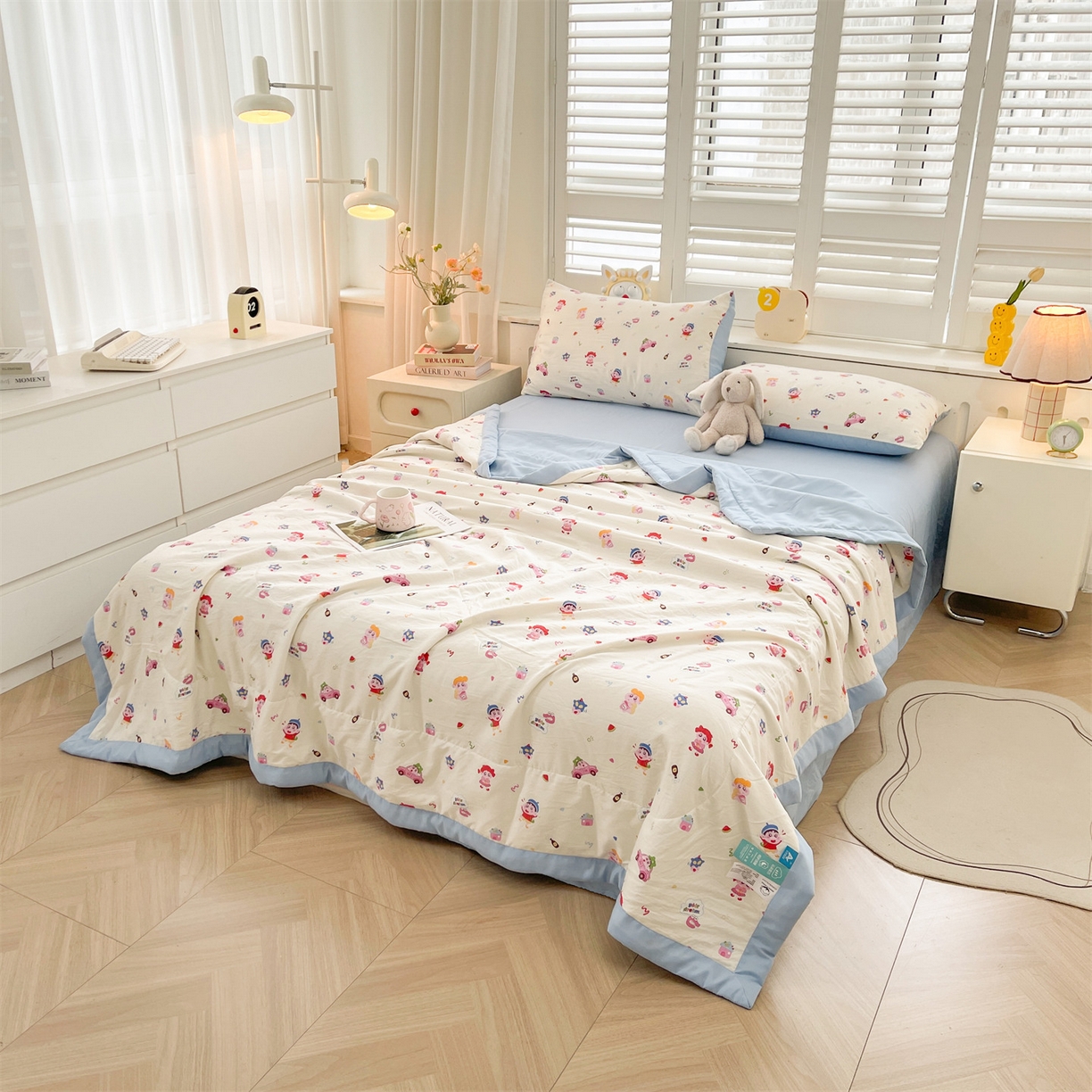 91家纺网 家纺一手货源 找家纺 梵蒂莎 【地板价】2026新品水洗棉新疆棉花夏被印花夏被格子小清新空调被被子被芯（需要买家秀，加微信） 小新控