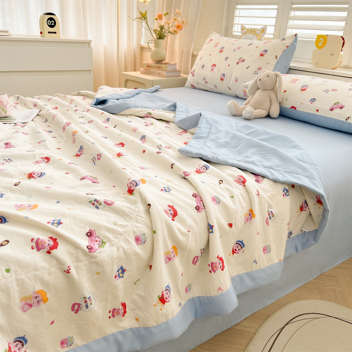 91家纺网 家纺一手货源 找家纺 梵蒂莎 【地板价】2026新品水洗棉新疆棉花夏被印花夏被格子小清新空调被被子被芯（需要买家秀，加微信） 小新控