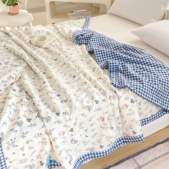 91家纺网 家纺一手货源 找家纺 梵蒂莎 【地板价】2026新品水洗棉新疆棉花夏被印花夏被格子小清新空调被被子被芯（需要买家秀，加微信） 摇曳星光