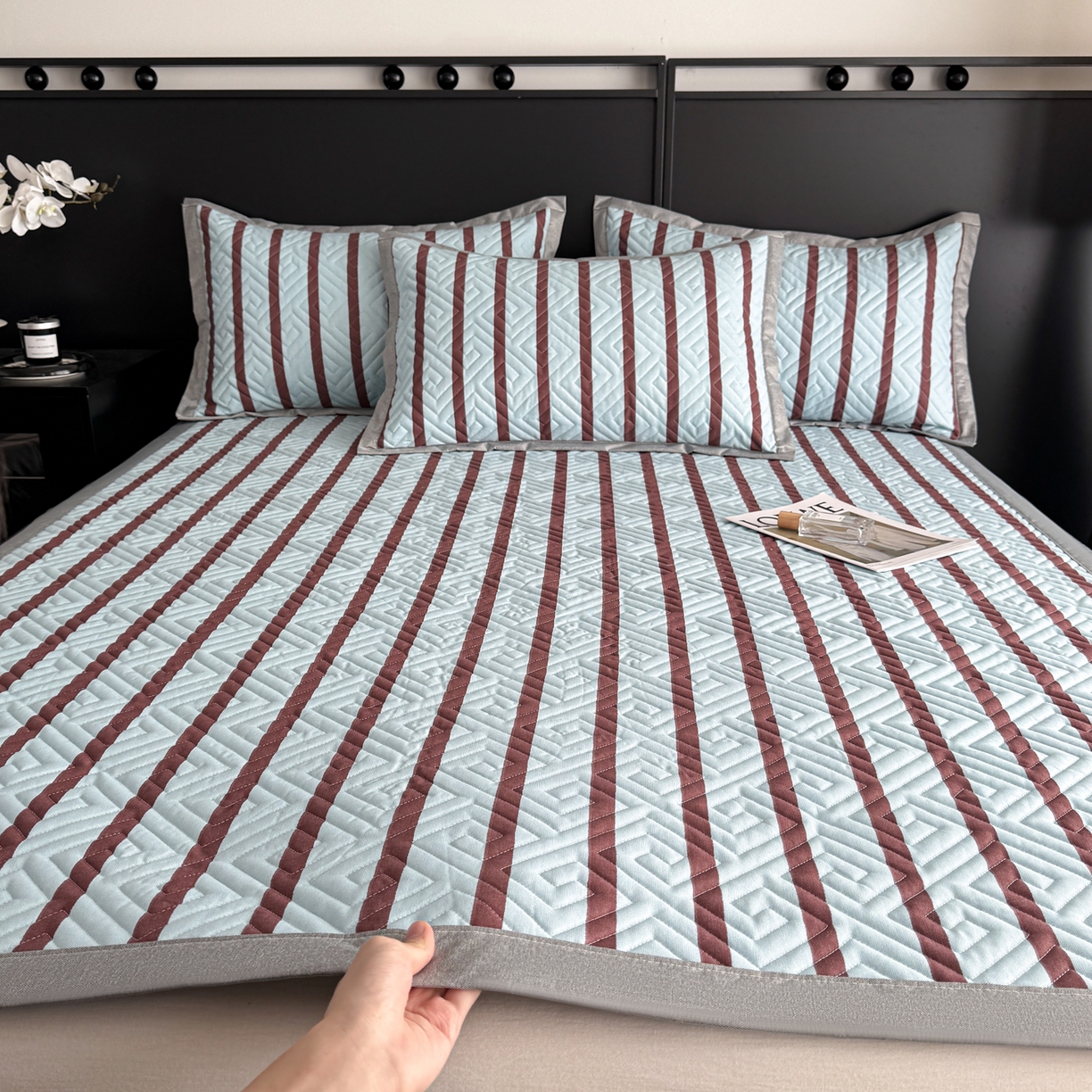 91家纺网 家纺一手货源 找家纺 慕尚 2022新款北欧牛奶绒大版四件套实拍图 小爱心