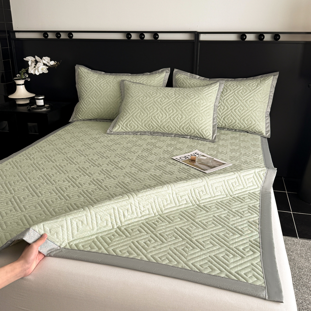 91家纺网 家纺一手货源 找家纺 慕尚家纺 2026新款百百棉全棉纯棉床席老粗布凉席席子 简希 绿