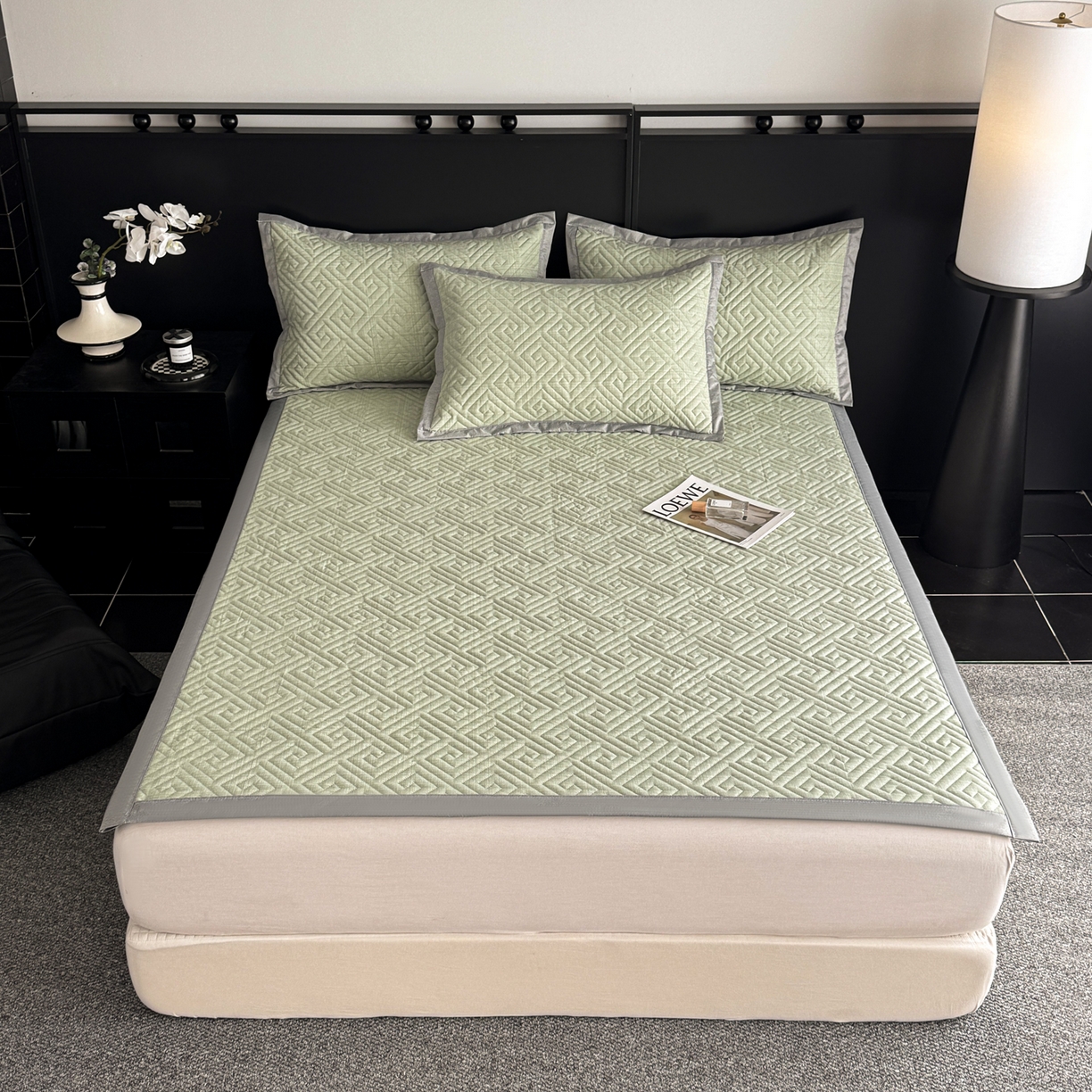 91家纺网 家纺一手货源 找家纺 慕尚家纺 2026新款百百棉全棉纯棉床席老粗布凉席席子 简希 绿