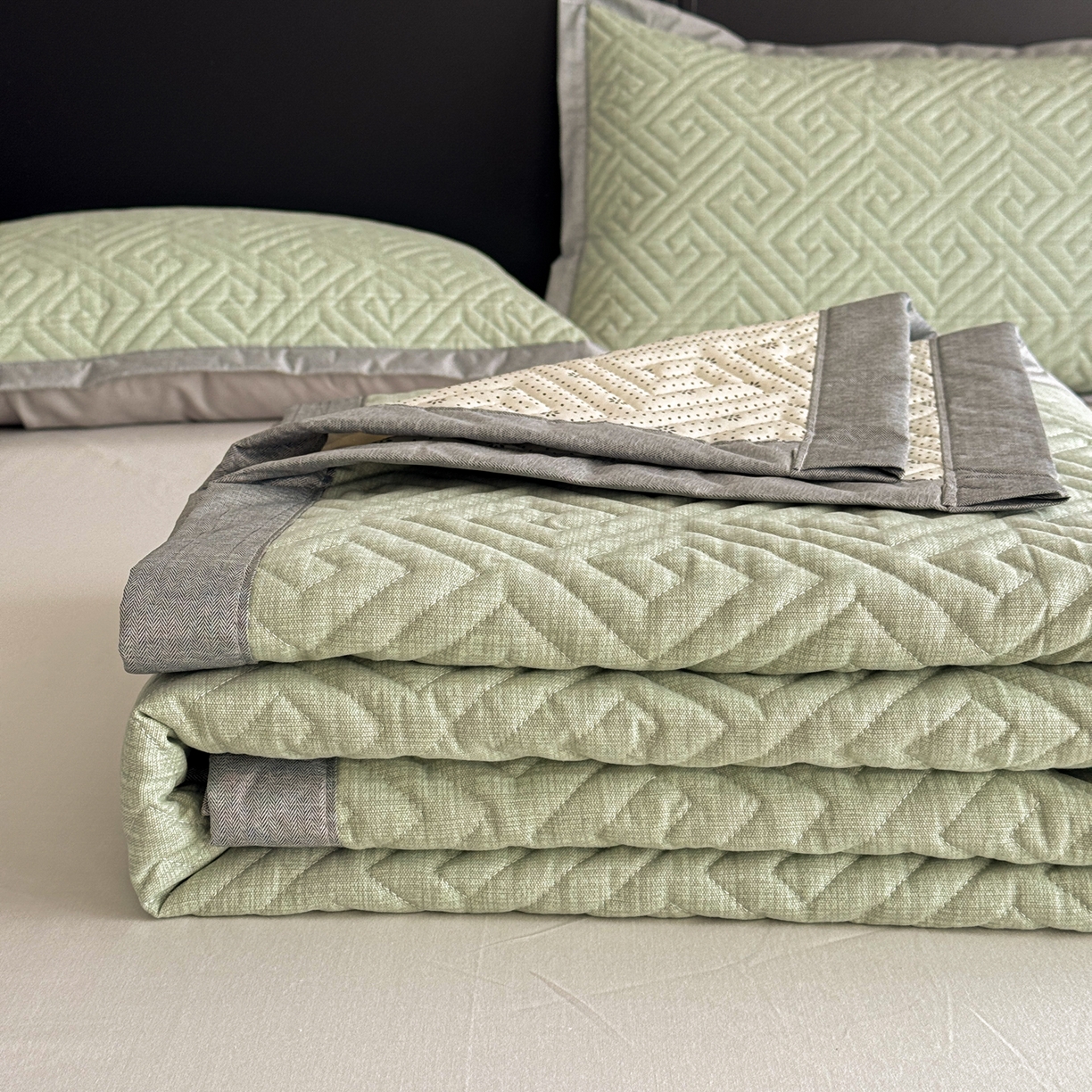 91家纺网 家纺一手货源 找家纺 慕尚家纺 2026新款百百棉全棉纯棉床席老粗布凉席席子 简希 绿