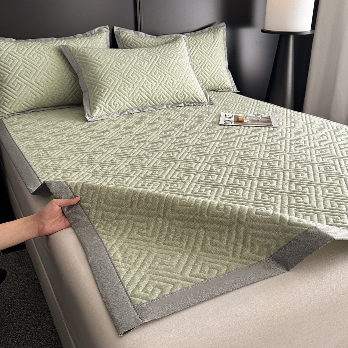 91家纺网 家纺一手货源 找家纺 慕尚家纺 2026新款百百棉全棉纯棉床席老粗布凉席席子 简希 绿