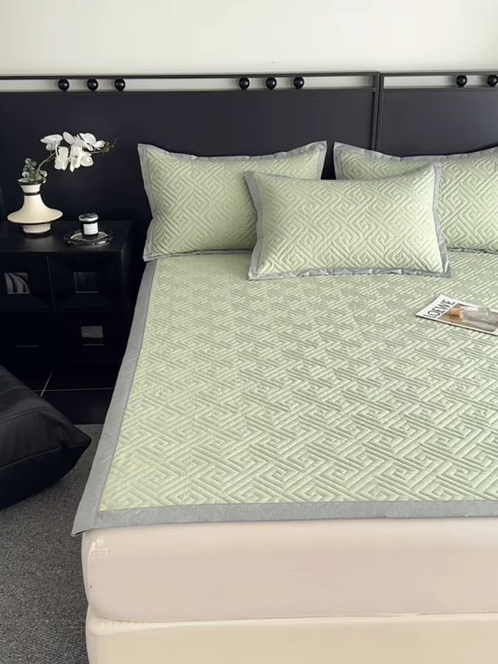 91家纺网 家纺一手货源 找家纺 慕尚家纺 2026新款百百棉全棉纯棉床席老粗布凉席席子 简希 绿