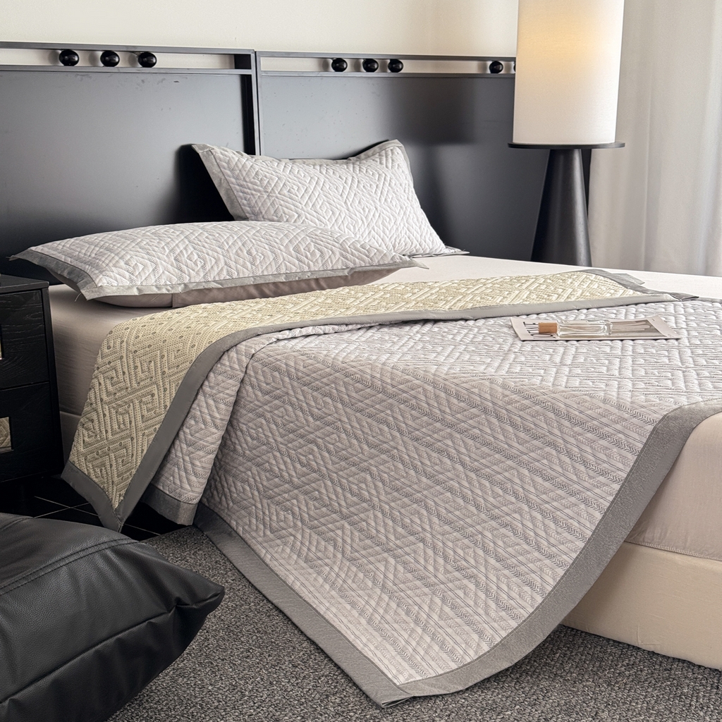 91家纺网 家纺一手货源 找家纺 慕尚家纺 2026新款百百棉全棉纯棉床席老粗布凉席席子 简希 米灰