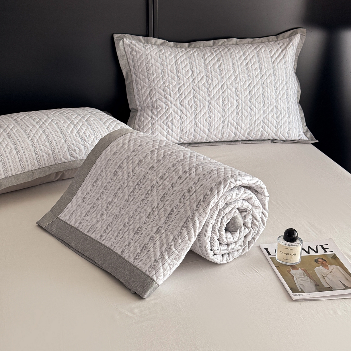 91家纺网 家纺一手货源 找家纺 慕尚家纺 2026新款百百棉全棉纯棉床席老粗布凉席席子 简希 米灰