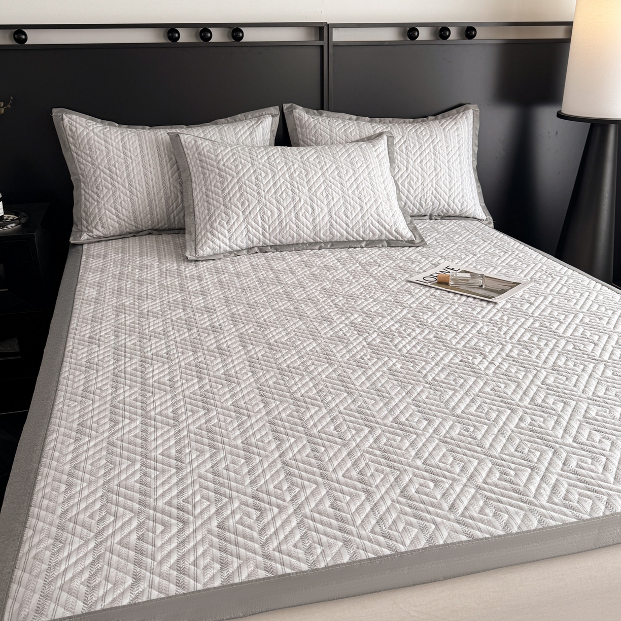 91家纺网 家纺一手货源 找家纺 慕尚家纺 2026新款百百棉全棉纯棉床席老粗布凉席席子 简希 米灰