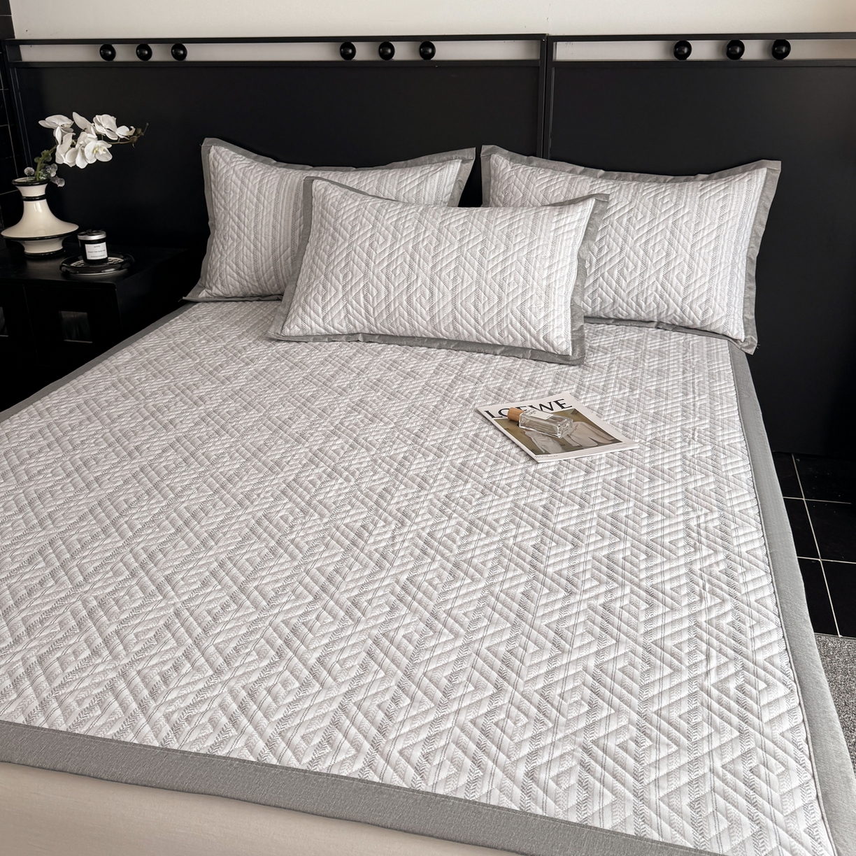 91家纺网 家纺一手货源 找家纺 慕尚家纺 2026新款百百棉全棉纯棉床席老粗布凉席席子 简希 米灰