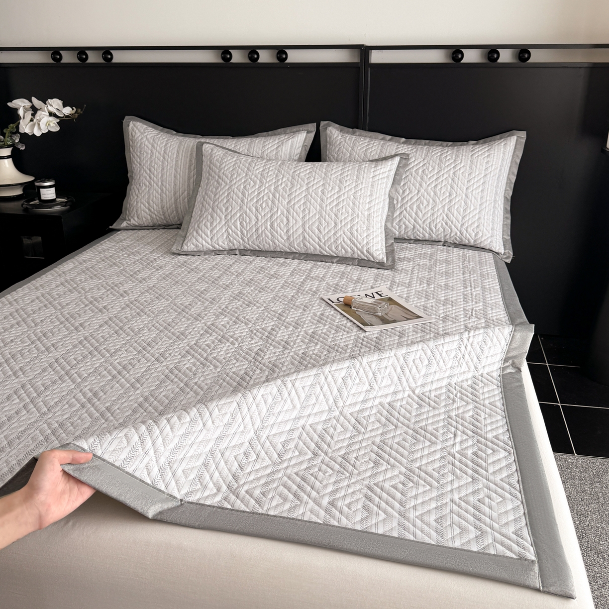 91家纺网 家纺一手货源 找家纺 慕尚家纺 2026新款百百棉全棉纯棉床席老粗布凉席席子 简希 米灰