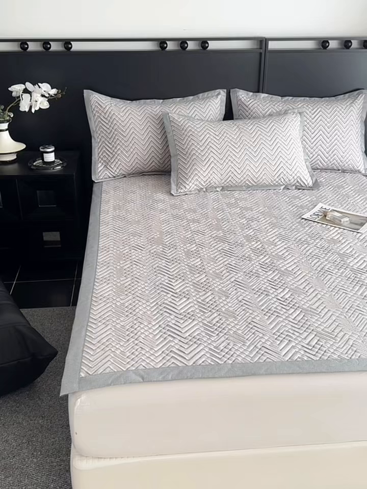 91家纺网 家纺一手货源 找家纺 慕尚家纺 2026新款百百棉全棉纯棉床席老粗布凉席席子 简希 米灰