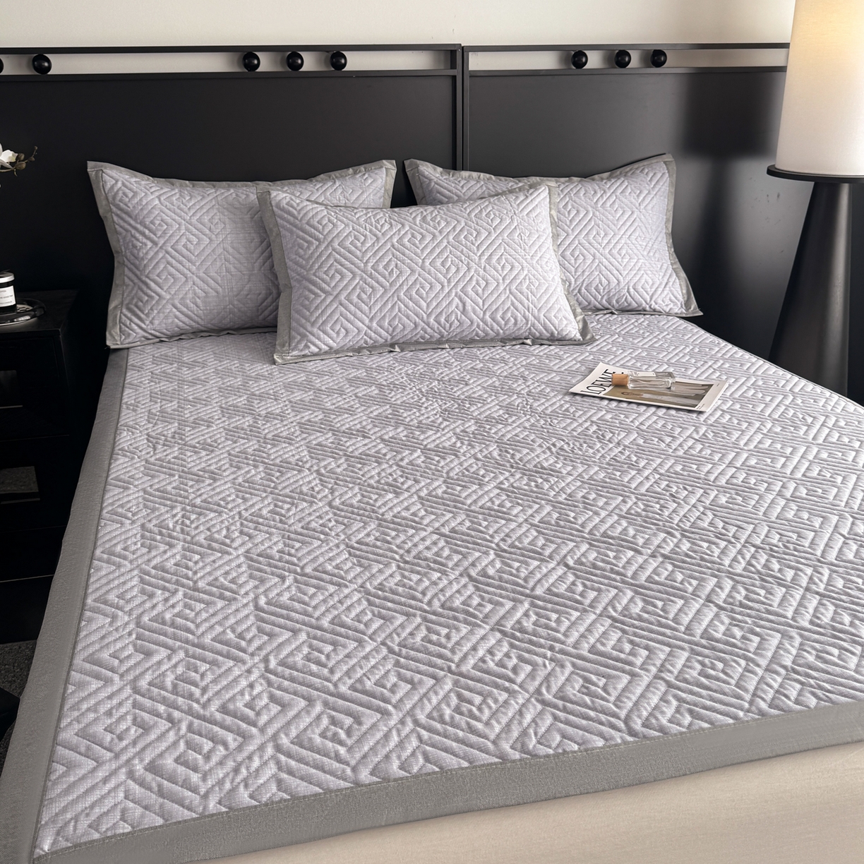 91家纺网 家纺一手货源 找家纺 慕尚家纺 2026新款百百棉全棉纯棉床席老粗布凉席席子 简希 深灰