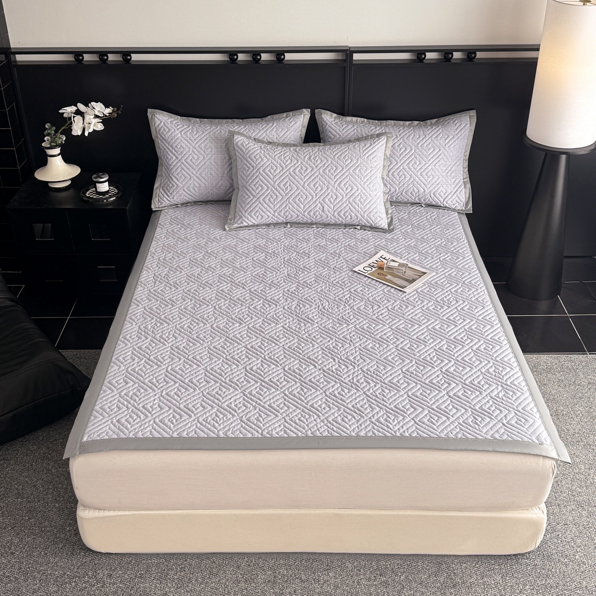 91家纺网 家纺一手货源 找家纺 慕尚家纺 2026新款百百棉全棉纯棉床席老粗布凉席席子 简希 深灰