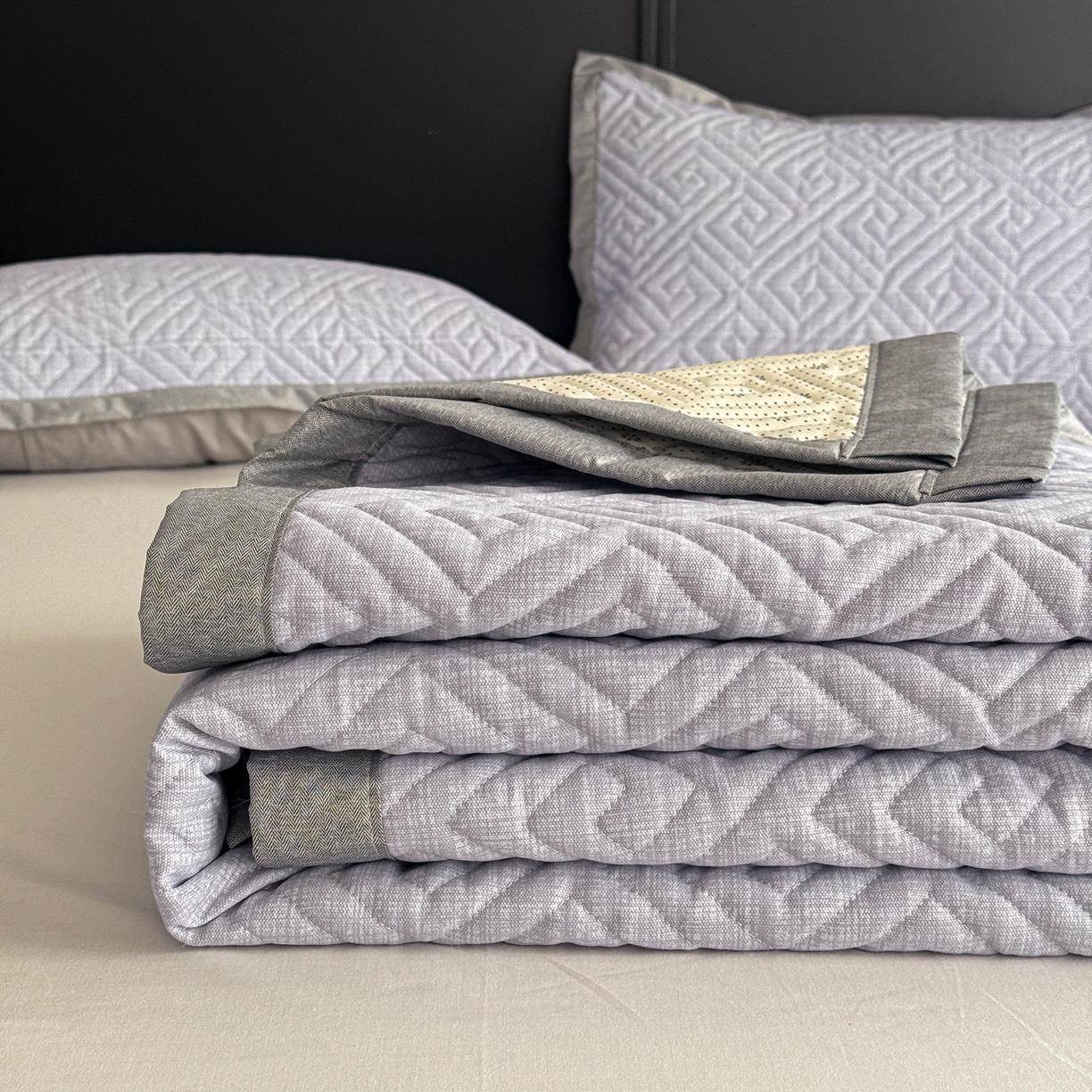 91家纺网 家纺一手货源 找家纺 慕尚家纺 2026新款百百棉全棉纯棉床席老粗布凉席席子 简希 深灰