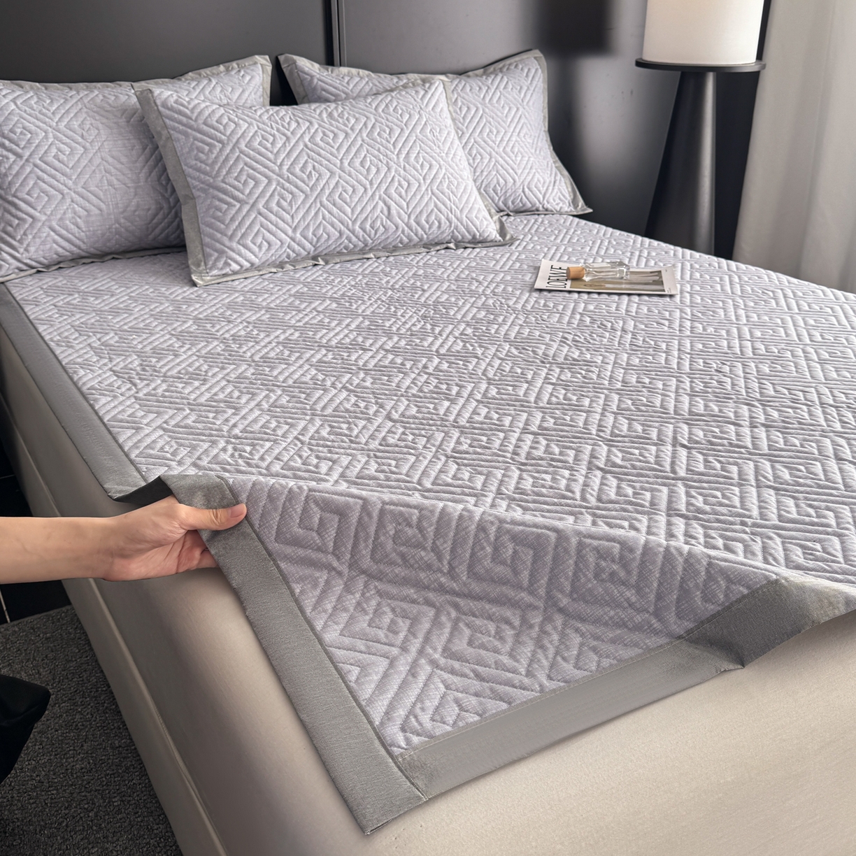 91家纺网 家纺一手货源 找家纺 慕尚家纺 2026新款百百棉全棉纯棉床席老粗布凉席席子 简希 深灰