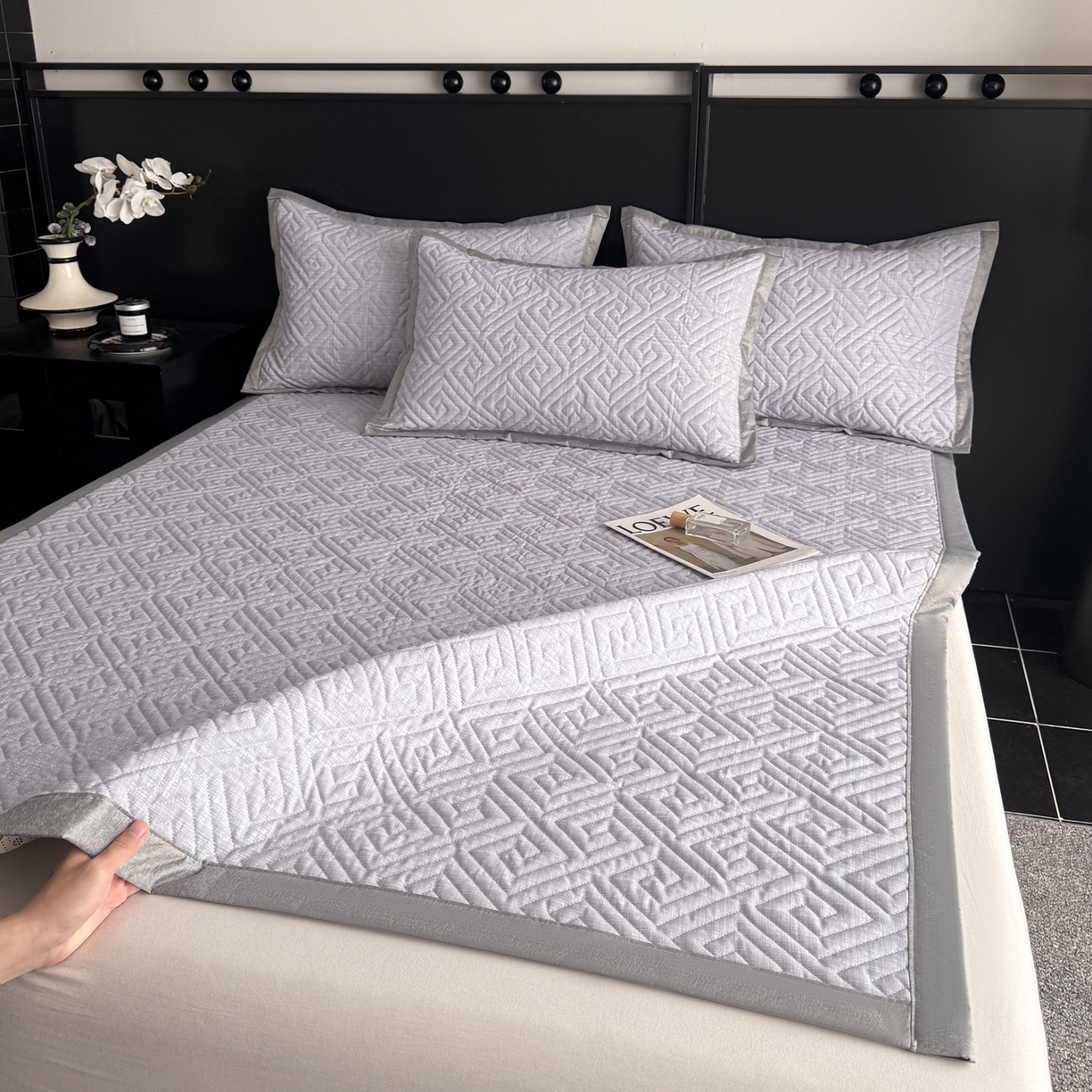 91家纺网 家纺一手货源 找家纺 慕尚家纺 2026新款百百棉全棉纯棉床席老粗布凉席席子 简希 深灰