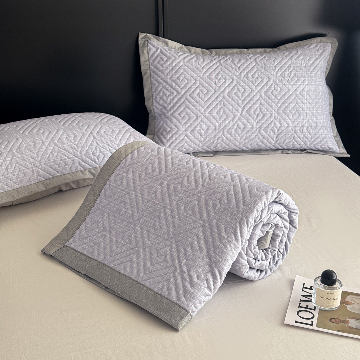 91家纺网 家纺一手货源 找家纺 慕尚家纺 2026新款百百棉全棉纯棉床席老粗布凉席席子 简希 深灰