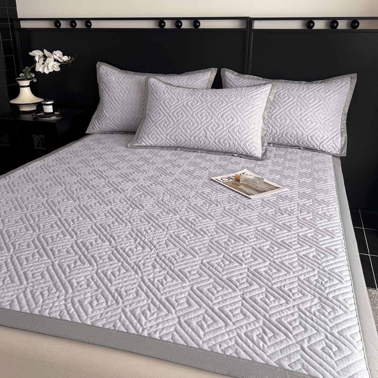 91家纺网 家纺一手货源 找家纺 慕尚家纺 2026新款百百棉全棉纯棉床席老粗布凉席席子 简希 深灰