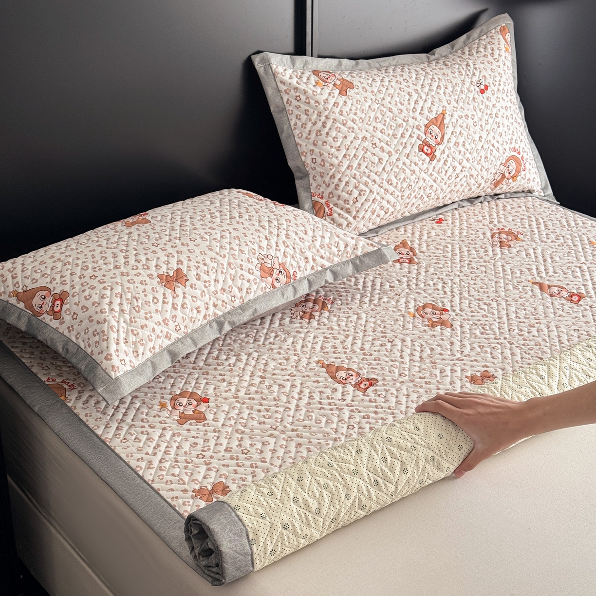 91家纺网 家纺一手货源 找家纺 慕尚家纺 2026新款百百棉全棉纯棉床席老粗布凉席席子 开心凯莉