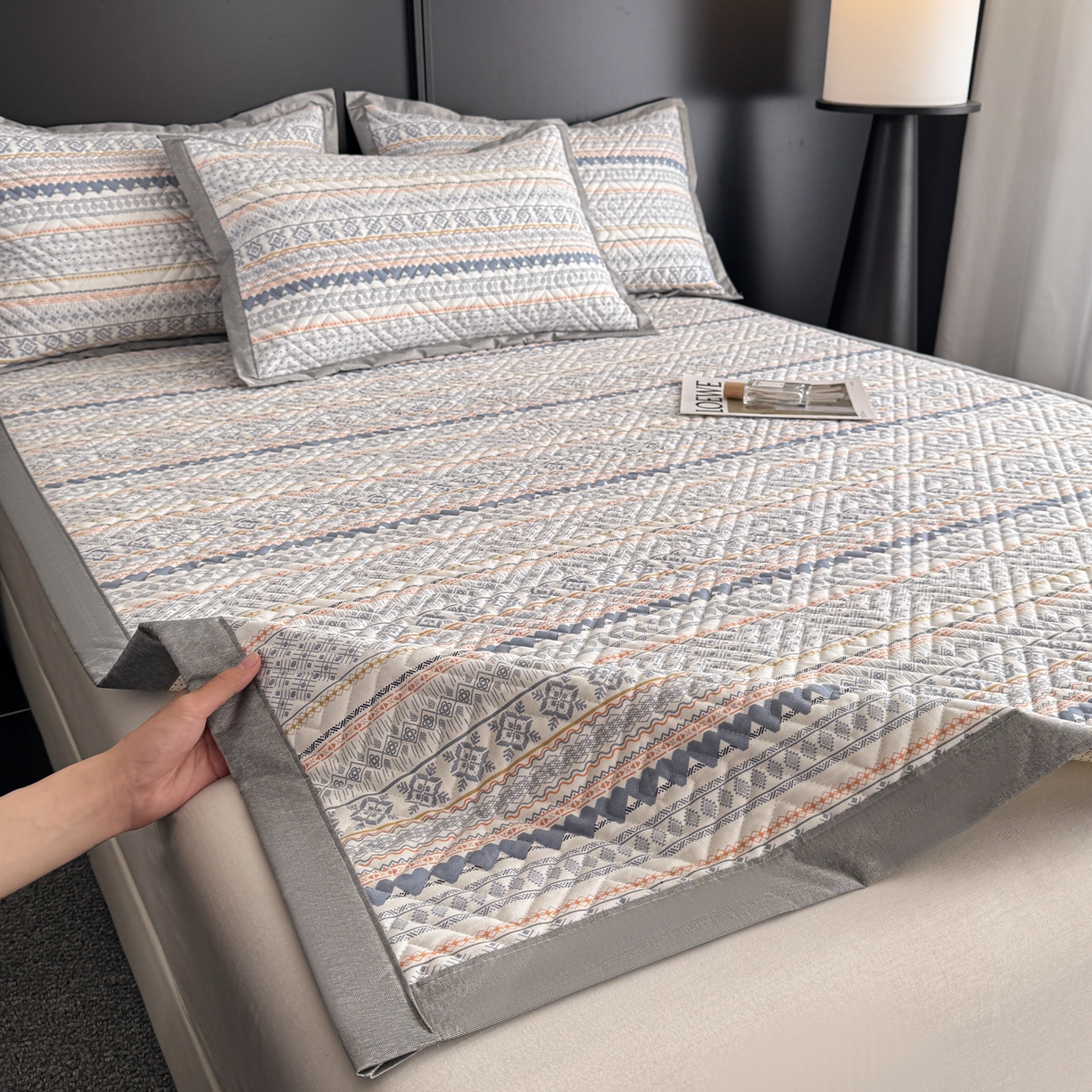 91家纺网 家纺一手货源 找家纺 慕尚家纺 2026新款百百棉全棉纯棉床席老粗布凉席席子 拉蒙爱心