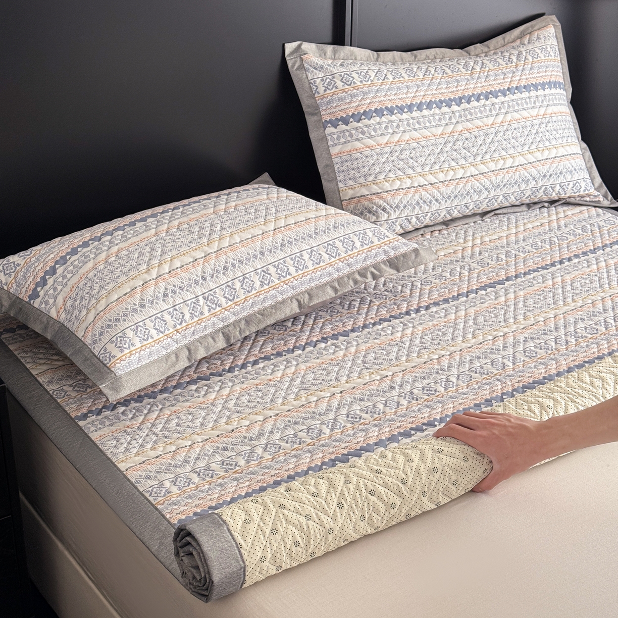 91家纺网 家纺一手货源 找家纺 慕尚家纺 2026新款百百棉全棉纯棉床席老粗布凉席席子 拉蒙爱心