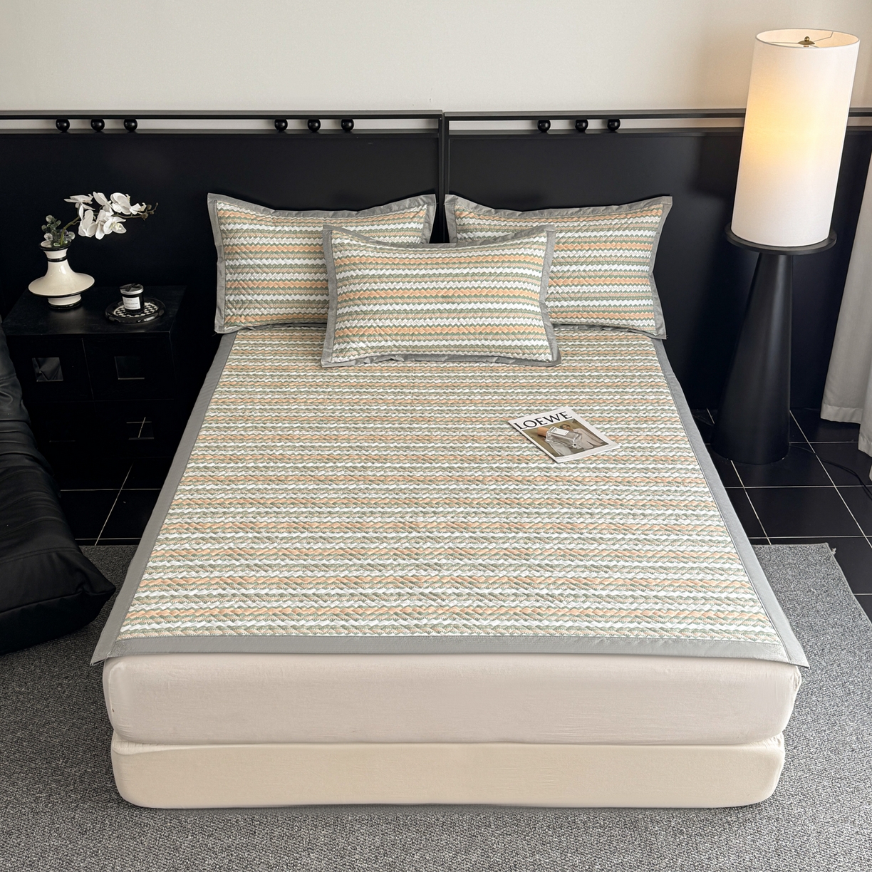 91家纺网 家纺一手货源 找家纺 慕尚家纺 2026新款百百棉全棉纯棉床席老粗布凉席席子 米素