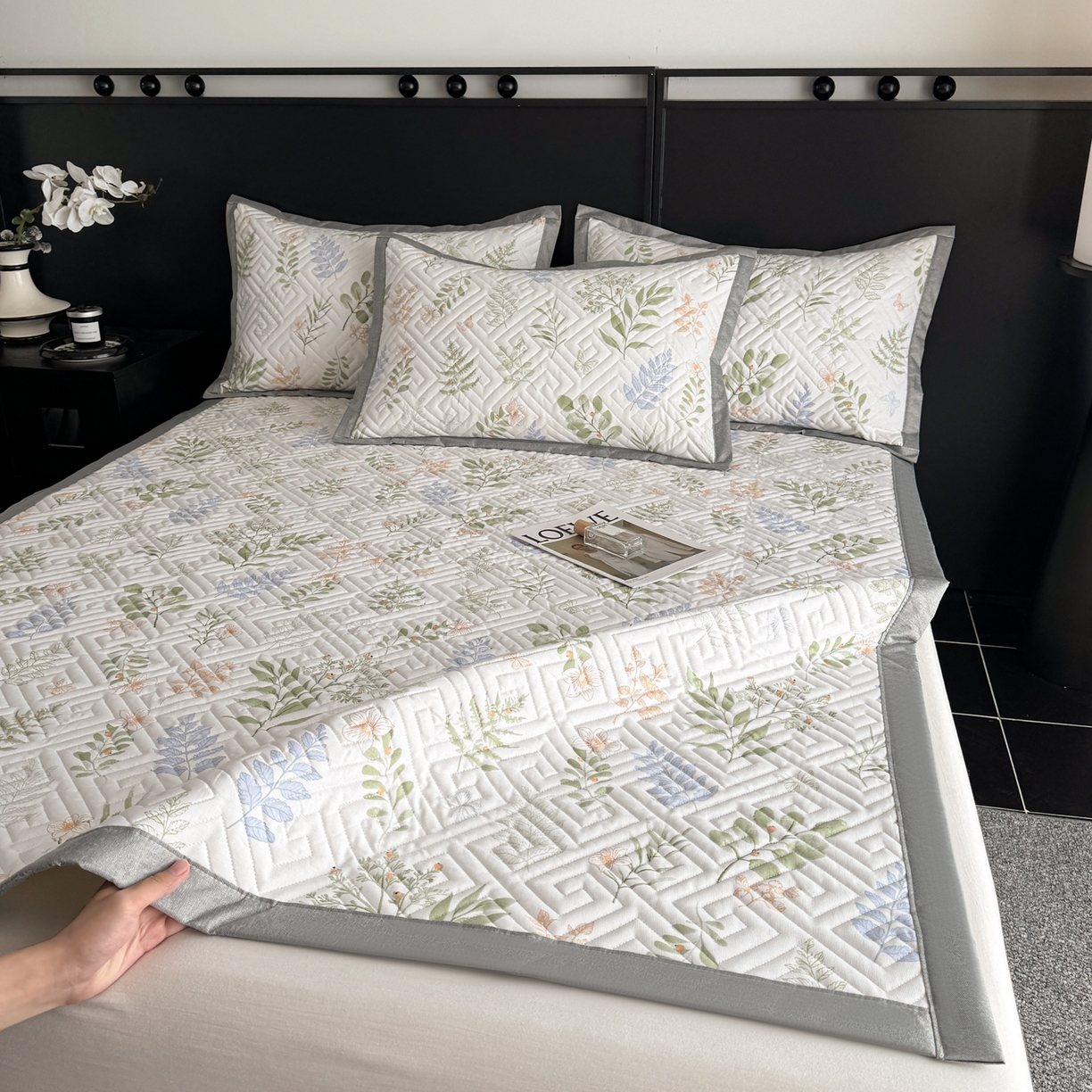 91家纺网 家纺一手货源 找家纺 慕尚家纺 2026新款百百棉全棉纯棉床席老粗布凉席席子 墨羽