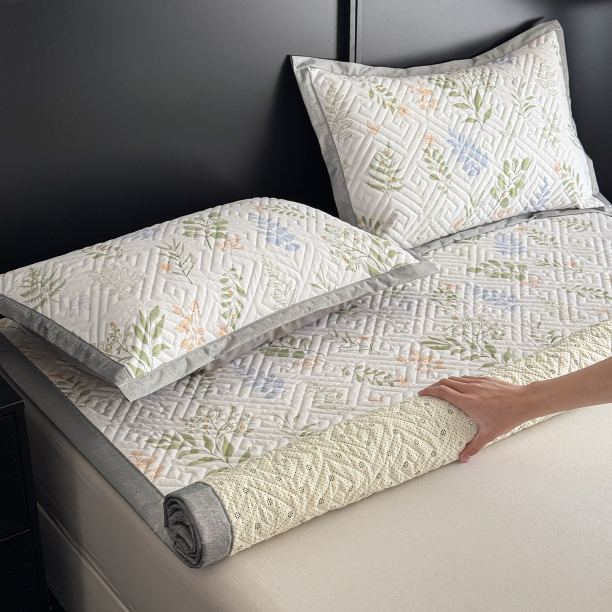 91家纺网 家纺一手货源 找家纺 慕尚家纺 2026新款百百棉全棉纯棉床席老粗布凉席席子 墨羽