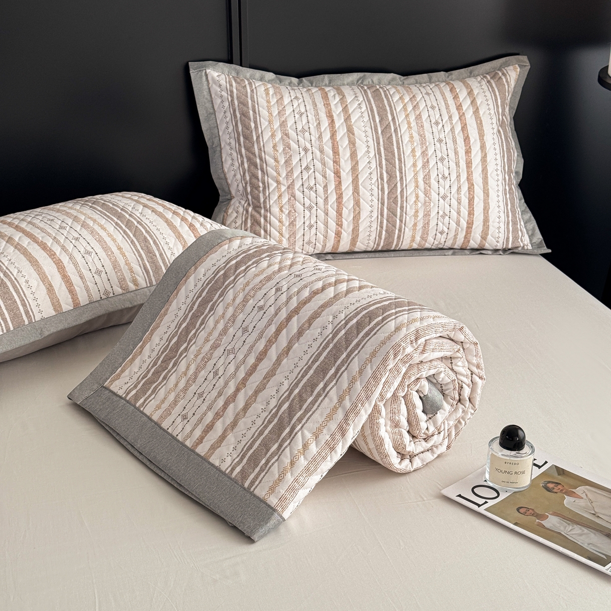 91家纺网 家纺一手货源 找家纺 慕尚家纺 2026新款百百棉全棉纯棉床席老粗布凉席席子 浅亦